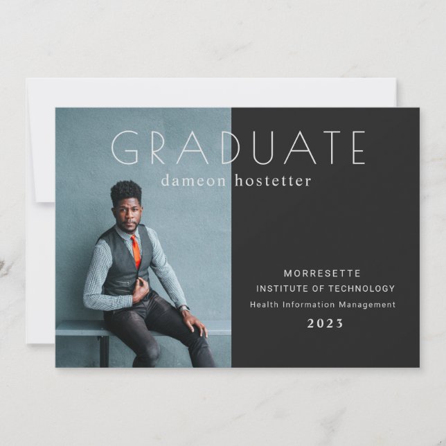 Classy Flat Photo Studenten Masculine Announcemen Meddelande (Framsida)