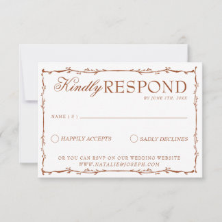 Classy Floral Boho Beige Terracotta Earthy Wedding OSA Kort