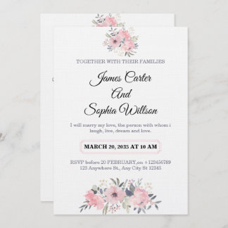 Classy Floral Wedding Invitation elegant card Inbjudningar