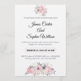 Classy Floral Wedding Invitation elegant card Inbjudningar