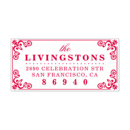 Classy Flourish Gräns Family Namn Returadress Självfärgande Stämpel