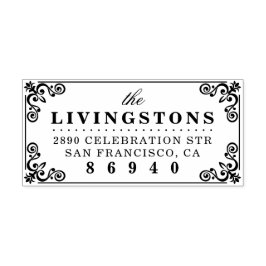 Classy Flourish Gräns Family Namn Returadress Stämpel