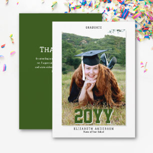 Classy Forest Grönt Student 2024 Studenten Photo Tack Kort