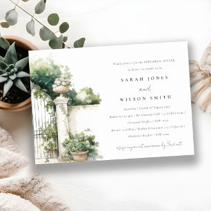 Classy Fransk Garden Landscape Rehearsal Dinner Inbjudningar