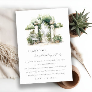 Classy Fransk Garden Landscape Watercolor Bröllop Tack Kort
