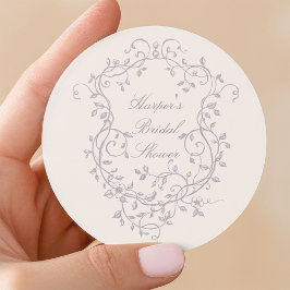Classy French Victorian Lavender Bridal Shower Runt Klistermärke