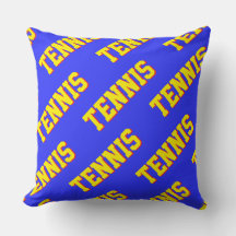 Classy Fun Retro Bright Yellow TENNIS Text On Blue