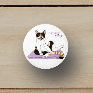Classy Funny Calico Cat Lila Knopp