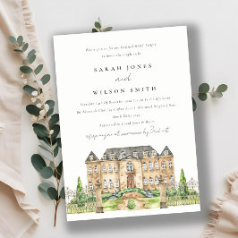 Classy Garden Chateau Watercolor Förlovning Inbjud Tack Kort