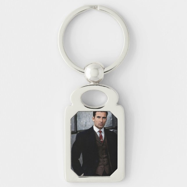 Classy Gentleman metal keychain Rektangulärt Silverfärgad Nyckelring (Framsidan)