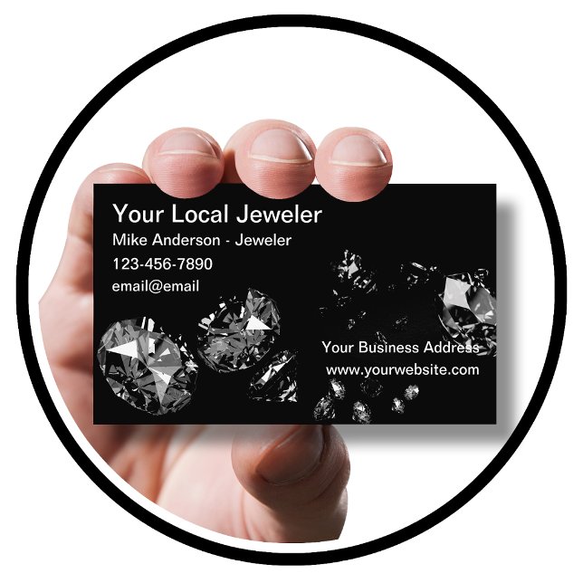 Classy Glitzy Jeweler Diamonds Tema Visitkort (Skapare uppladdad)