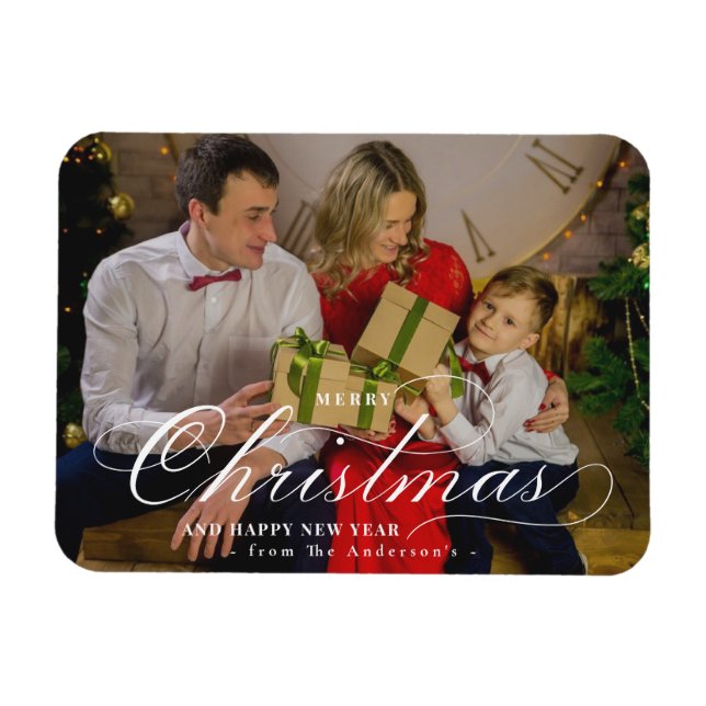 Classy God jul Gott nytt år Anpassningsbar Photo Magnet (Horisontell)