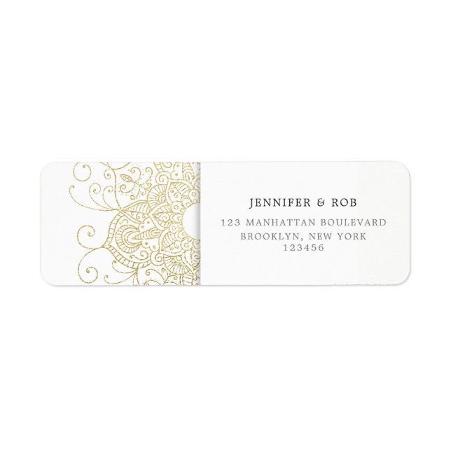 Classy Gold Foil See Mandala Minimalist Returadress Etikett (Framsidan)