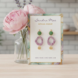 Classy Gold Glitter Marble Jewelry Display Card Visitkort