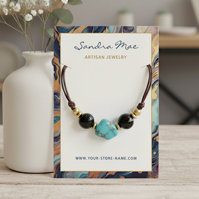 Classy Gold Glitter Marble Jewelry Display Card Visitkort (Skapare uppladdad)