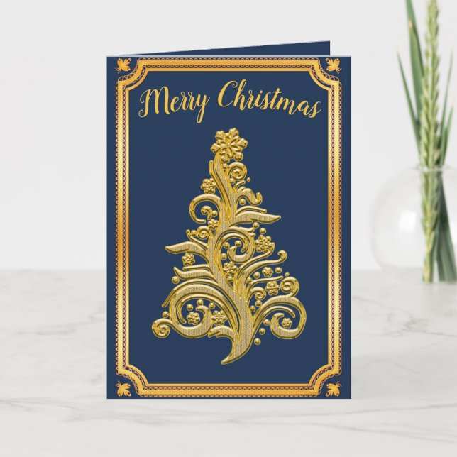 Classy Golden Julgran Card Kort (Framsida)