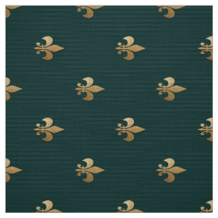Classy golden like fleur de lis on mörk sea grönt tyg
