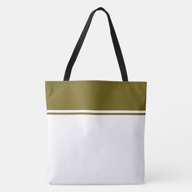 Classy Golden Olive Top Tävla Rand On White Tygkasse (Framsida)