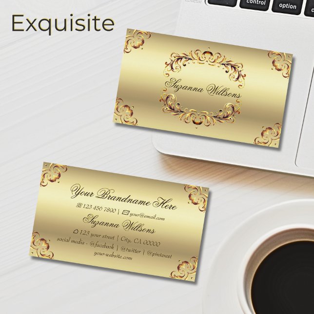 Classy Golden Ornate Decor Sumptuous and Luxurious Visitkort (Skapare uppladdad)