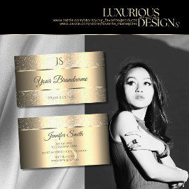 Classy Golden Tiny Glitter Stars och Initialer Visitkort