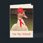 Classy Goose Friend Birthday Kort<br><div class="desc">Ljusare födelsedag hälsning med en söt liten gås klädd för tillfälle. Anpassa med ditt eget speciella ord och skapa ett verkligt unikt kort. Foton ©Christine Greenspan</div>