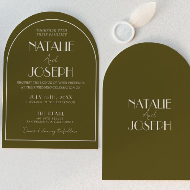 Classy Grasslands Old Money Retro Arched Wedding Inbjudningar (Skapare uppladdad)