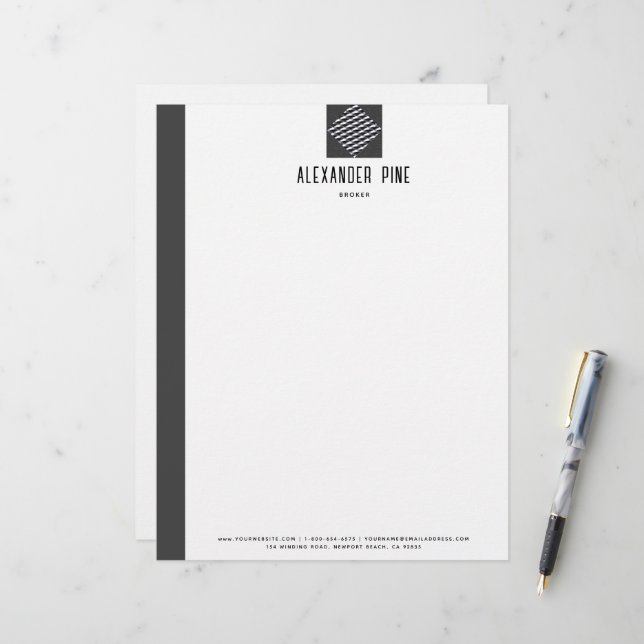 Classy Grått Brushed Metall Professionell Business Brevhuvud (Fram/Back In Situ)