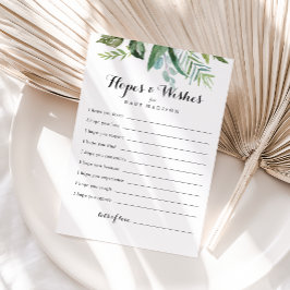Classy Greenery Baby Shower Hopes & Önskemål Card Vykort