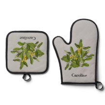 Classy Greenery Foliage Oven Mitt och Pot Holders