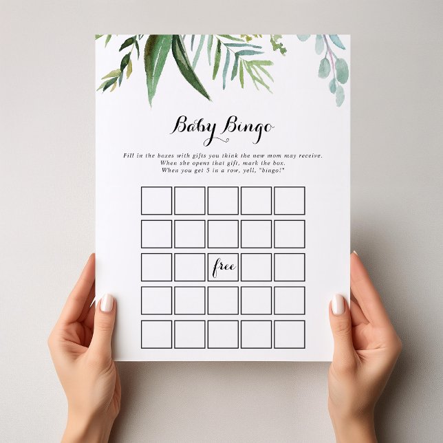 Classy Greenery Tropical Baby Bingo Shower Game (Skapare uppladdad)