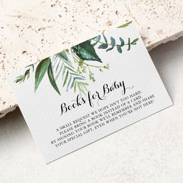 Classy Greenery Tropical Baby Shower Bok-begäran Tilläggskort (Skapare uppladdad)