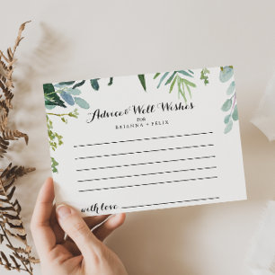 Classy Greenery Tropical Bröllop Advice Card Vykort