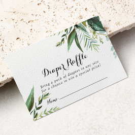 Classy Greenery Tropical Diaper Raffle Biljett Tilläggskort