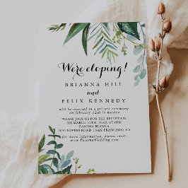 Classy Grey Tropical Elopement Reception Inbjudningar