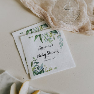 Classy Grey Tropical Lövs Baby Shower Pappersservett