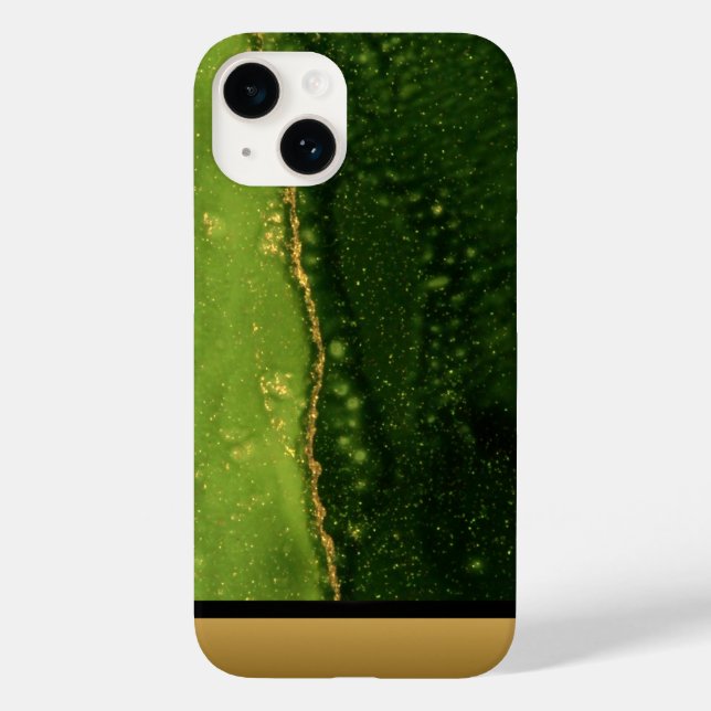 Classy Grönt Guld Marble Mönster iPhone/Android (Baksida)