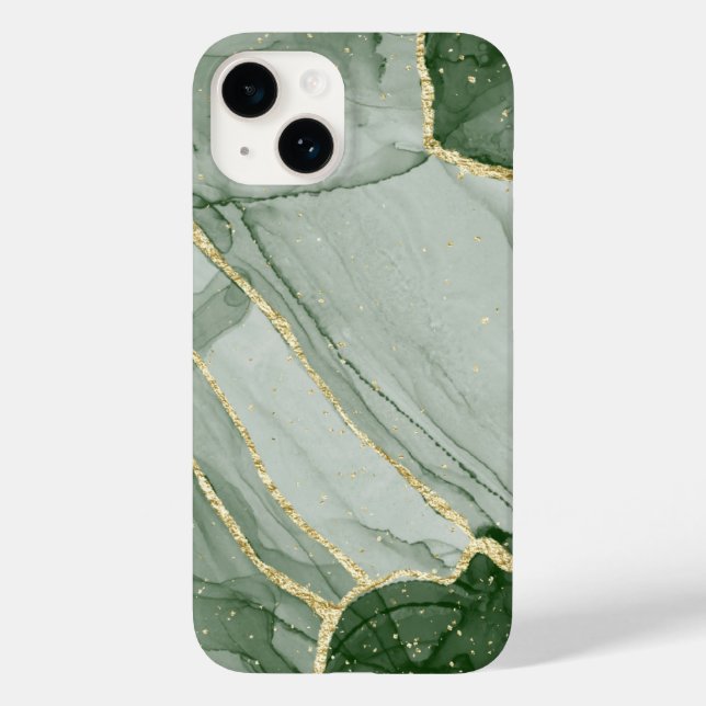 Classy Grönt Guld Marble Mönster iPhone/Android (Baksida)
