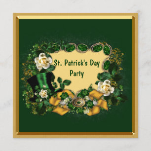 Classy Grönt & Guld St. Patrick's Day Party Inbjudningar