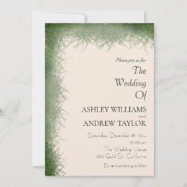 Classy Grönt Herb Mönster Beige Elegant bröllop Inbjudningar