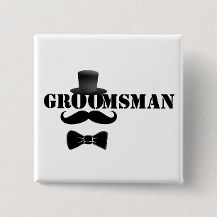 Classy Groomsman Top hat och Mustache Knapp