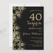 Classy Guld & Black Damask 40:e födelsedagsöverras