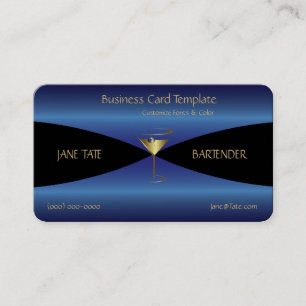 Classy Guld Blue Metallic Bartender Visitkort
