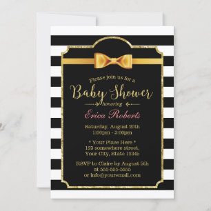 Classy Guld Bow Tie Modern Rand Baby Shower Inbjudningar
