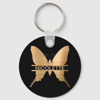 Classy Guld Butterfly Add Namn Monogram Anpassning Nyckelring