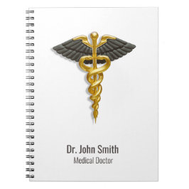 Classy Guld Caduceus Black Vingar Elegant Medical Anteckningsbok