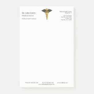 Classy Guld Caduceus Elegant Medical Black Vingar Post-it Block