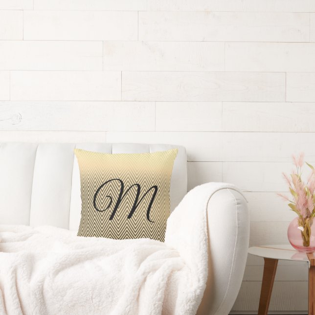 Classy Guld Chevron Monogram Kudde (Soffa)