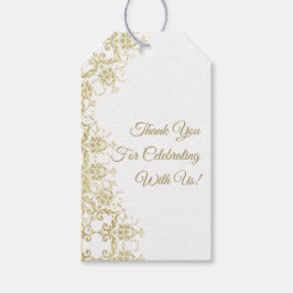 Classy Guld Damask Birthday Presentetikett