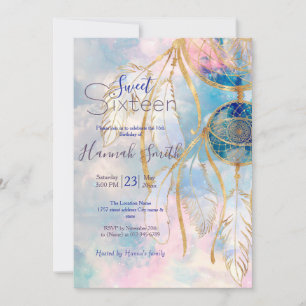 Classy Guld dreamcatcher Rainbow Clouds Himlar des Inbjudningar