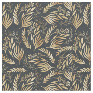 Classy Guld Foliage Botanical Grått Design Tyg